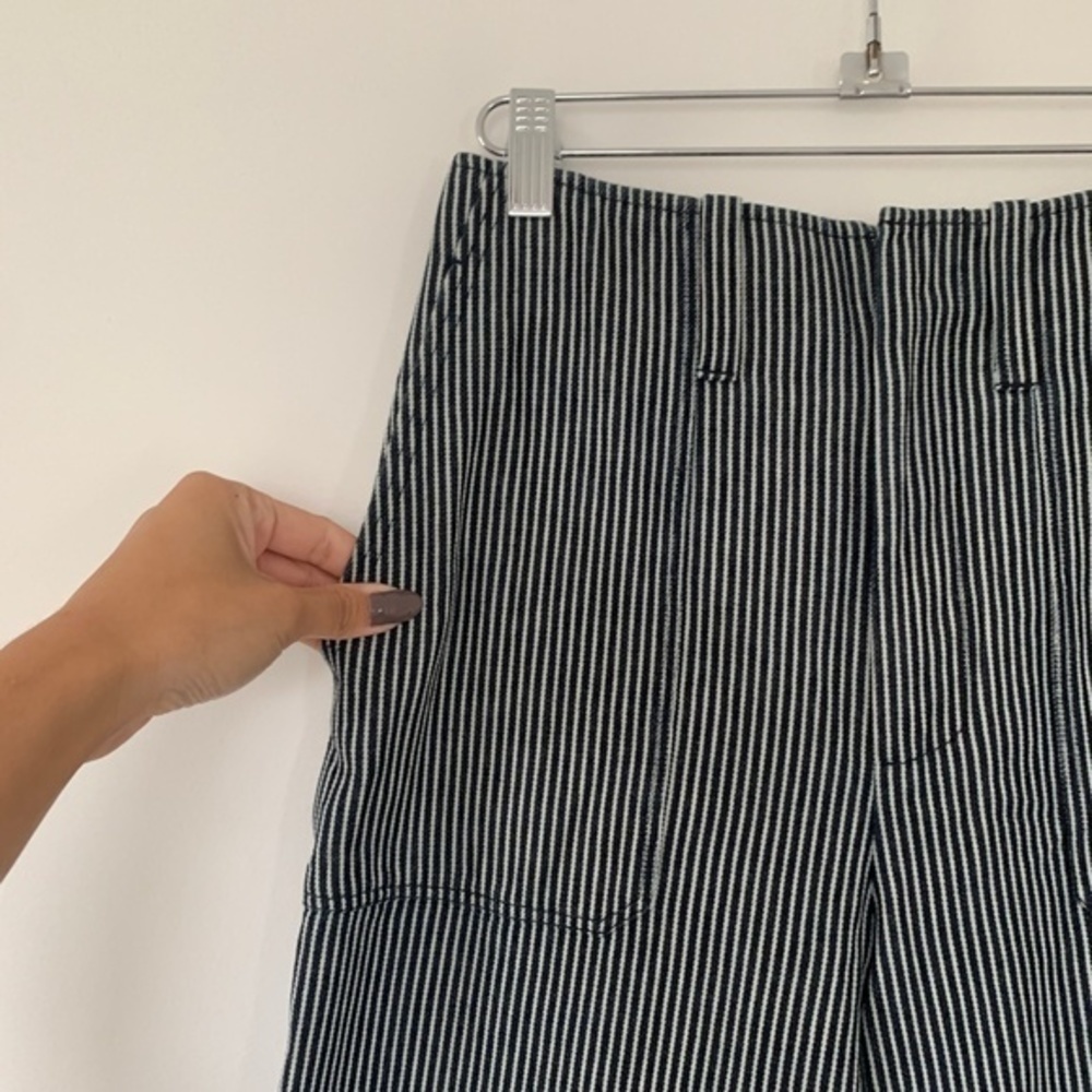 Club Monaco Stripe Black White Oversized Pocket Wide Leg Pants sz 0 - Picture 3 of 7